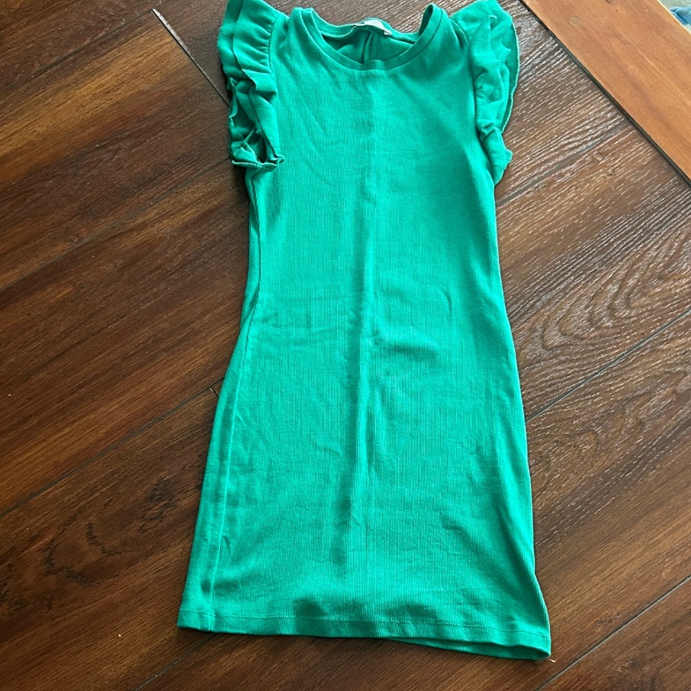 Green Ruffle Sleeve Dress